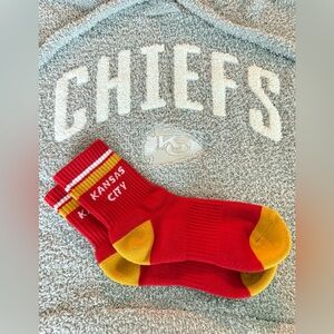 NWOT ❤️💛 Chiefs Package- Cropped Ventura Hooded Sweatshirt & Striped Crew Socks